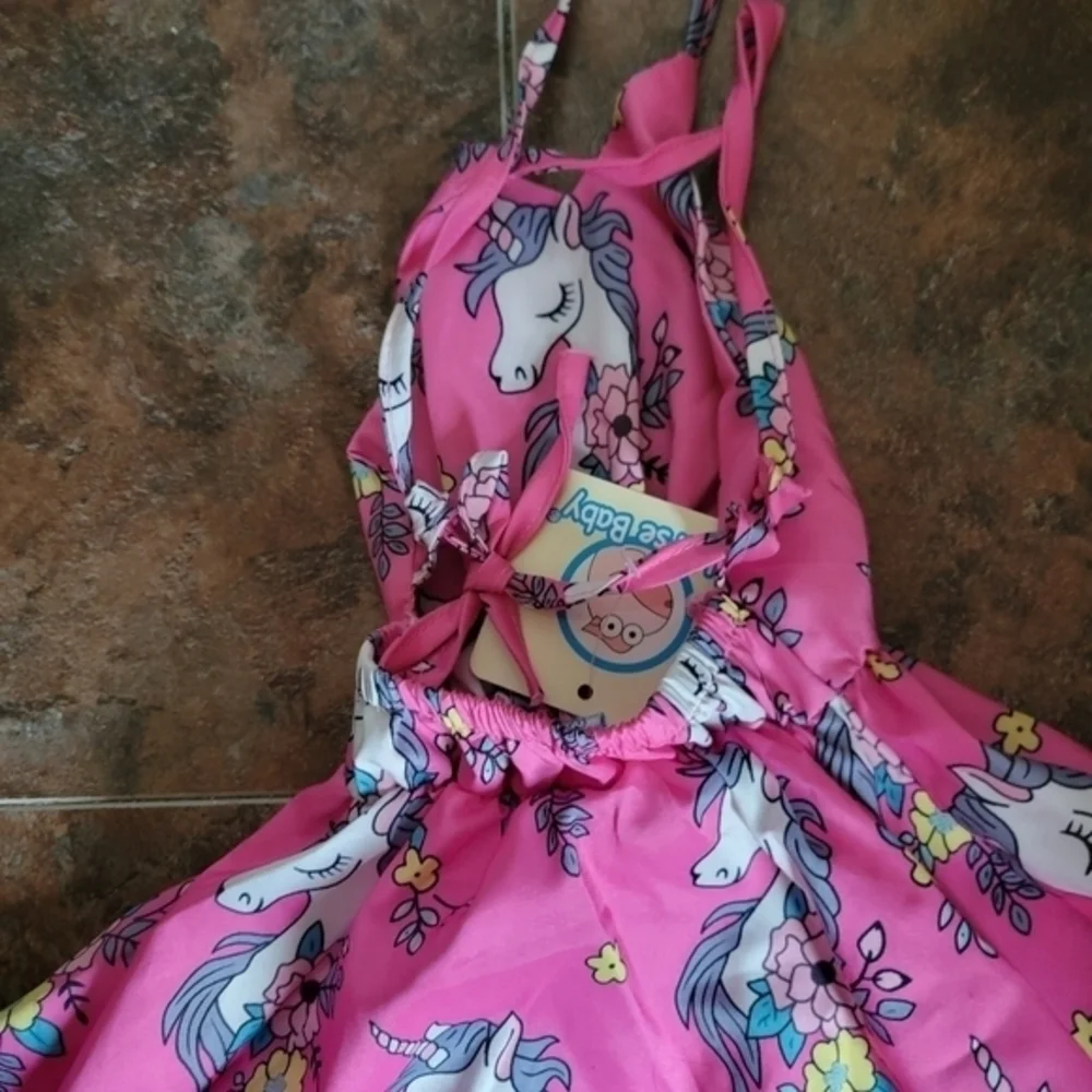 Horse Baby 12 month‎ girls pink sundress NWT unicorns